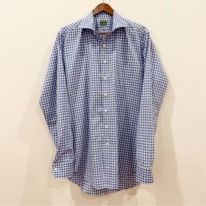 Sid Mashburn Shirt Mens 16.5 36 Blue White Check Dress Cotton Business Formal